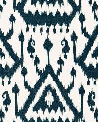 Vientiane Ikat Print Indigo by  Schumacher Fabric 