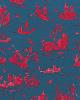 Schumacher Fabric COROMANDEL PRUSSIAN BLUE/ROUGE