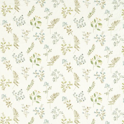Clarke and Clarke Brigitte F1554/01 CAC Apple/mineral CLARKE & CLARKE PAVILION F1554/01.CAC Blue Drapery -  Blend Crewel and Embroidered  Leaves and Trees  Floral Embroidery Fabric