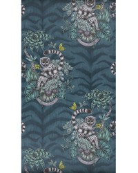 LEMUR W0103/03 CAC NAVY by  Clarke and Clarke Wallpaper 