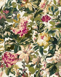 Lilum W0158/03 CAC Olive Raspberry Wp by  Clarke and Clarke Wallpaper 