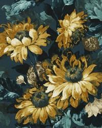 Sunforest W0162/01 CAC Denim Ochre Wp by  Clarke and Clarke Wallpaper 