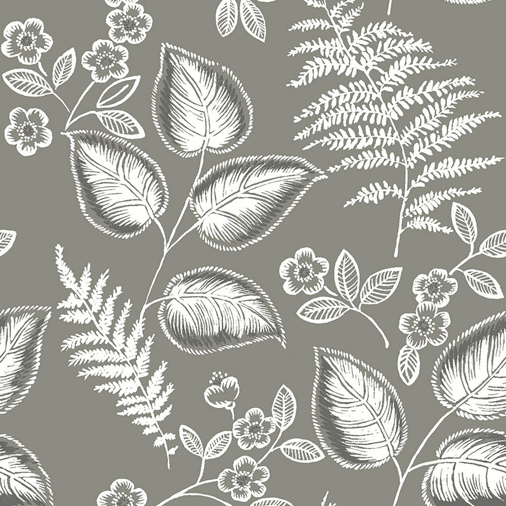 Brewster Wallcovering Trianon Grey Botanical Wallpaper Wallpaper