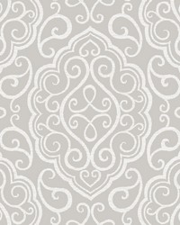 Heavenly Taupe Damask Wallpaper by   