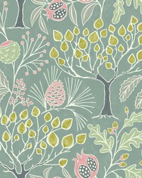 Shiloh Green Botanical Wallpaper by   