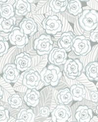 Emery Light Blue Floral Wallpaper by   