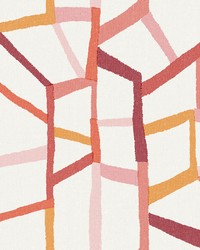 Tate Pink Geometric Linen Wallpaper by   