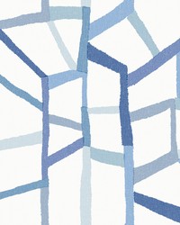 Tate Blue Geometric Linen Wallpaper by   