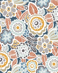 Lucy Navy Floral Wallpaper by   