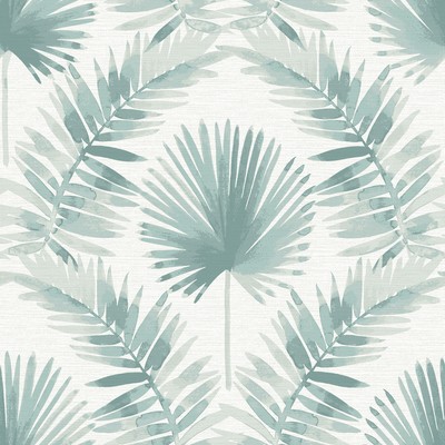Calla Teal Painted Palm Wallpaper 4121-26912 Mylos 4121-26912 Green Non Woven Flower Wallpaper Tropical Wallpaper 