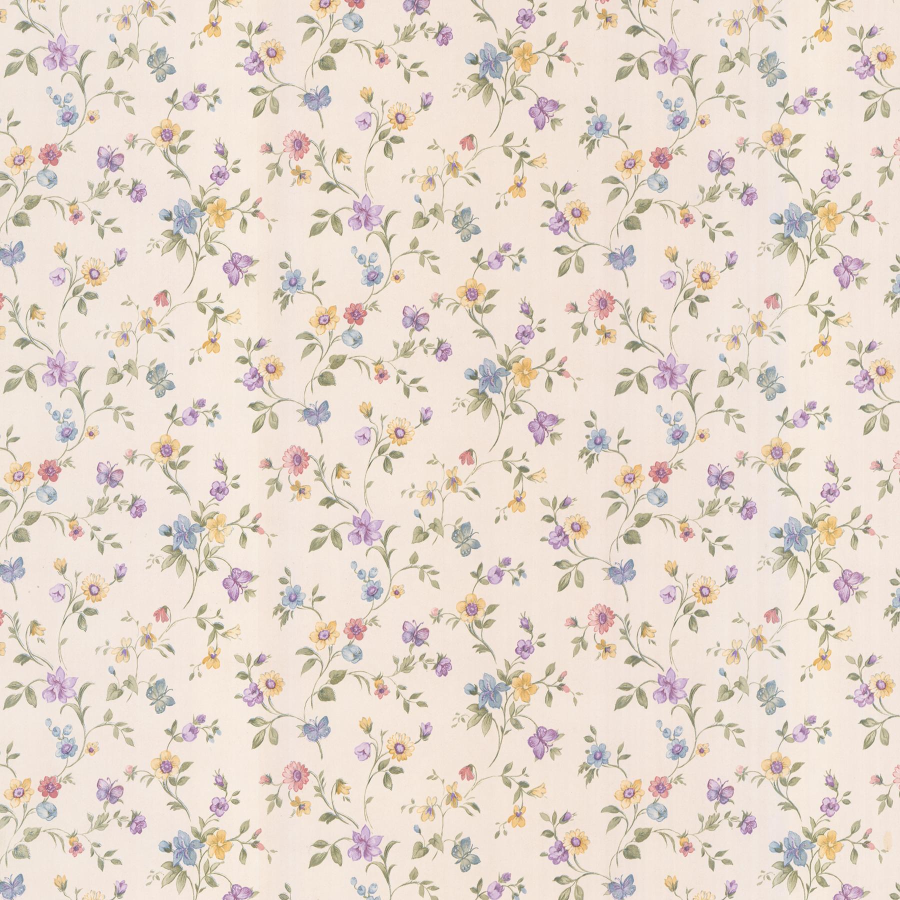 Brewster Wallcovering Cindy White Floral Trail Wallpaper