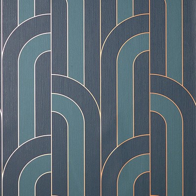 Ezra Blue Arch Wallpaper 4157-42845 Curio 4157-42845 Blue Paper Modern Geometric Designs Metallic Wallpapers 