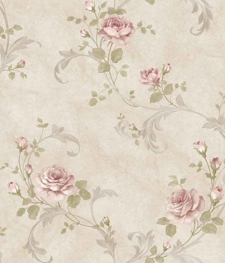 Brewster Wallcovering Gracie Grey Floral Scroll Wallpaper Wallpaper