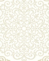 Cassidy Cream Medallion Damask by  Brewster Wallcovering 