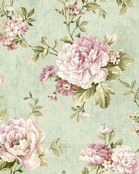 Coralie Mint Peony Trail by  Brewster Wallcovering 