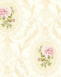 Eloisee Pink Cameo Damask by  Brewster Wallcovering 