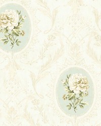 Eloisee Sky Cameo Damask by  Brewster Wallcovering 