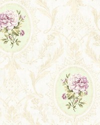 Eloisee Mint Cameo Damask by  Brewster Wallcovering 