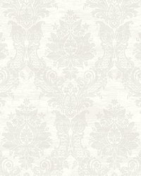Sinclair Champagne Textured Damask by  Brewster Wallcovering 
