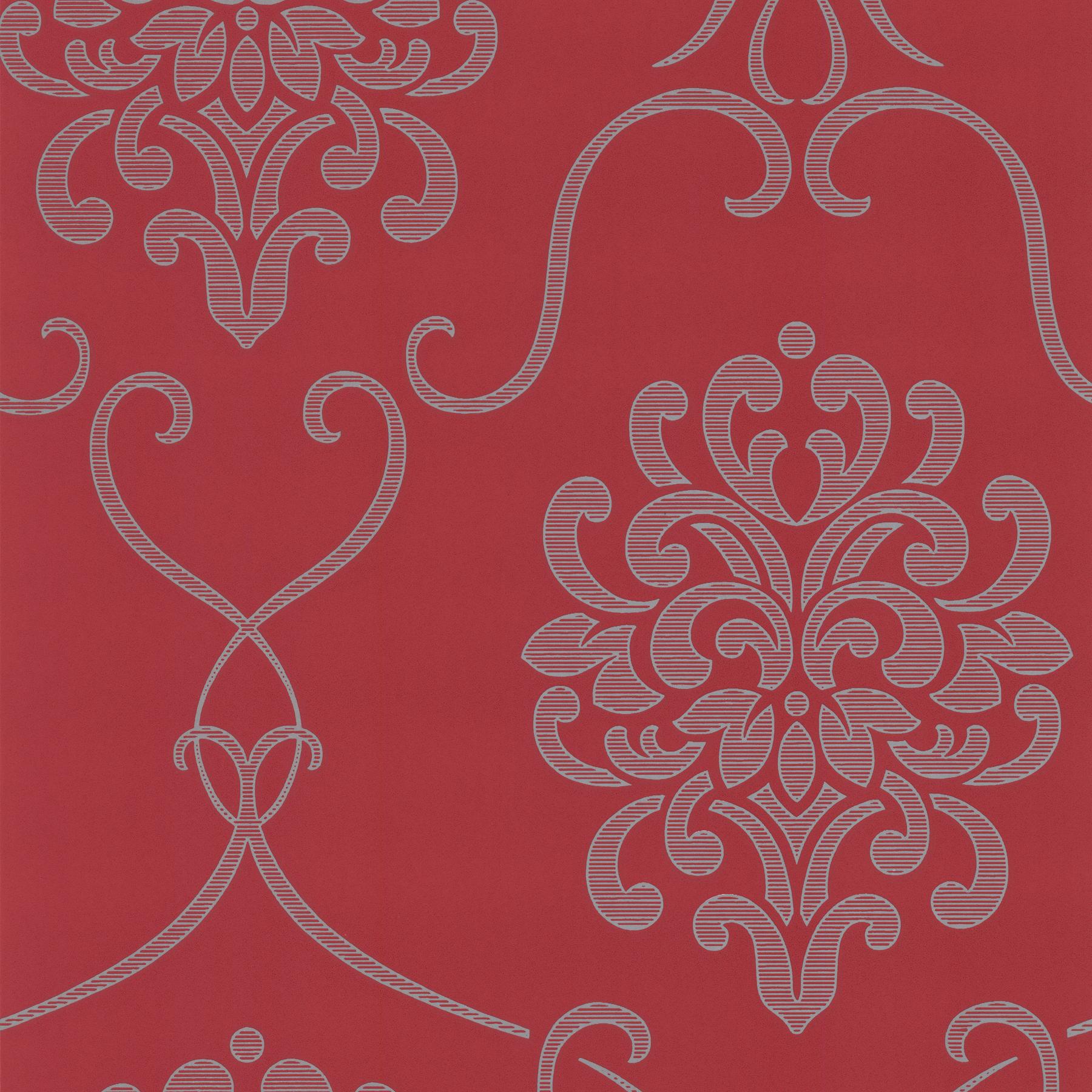 Brewster Wallcovering Suzette Red Modern Damask Red Wallpaper