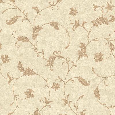 Brewster Wallcovering Ciana Beige Elegant Floral Scroll Wallpaper