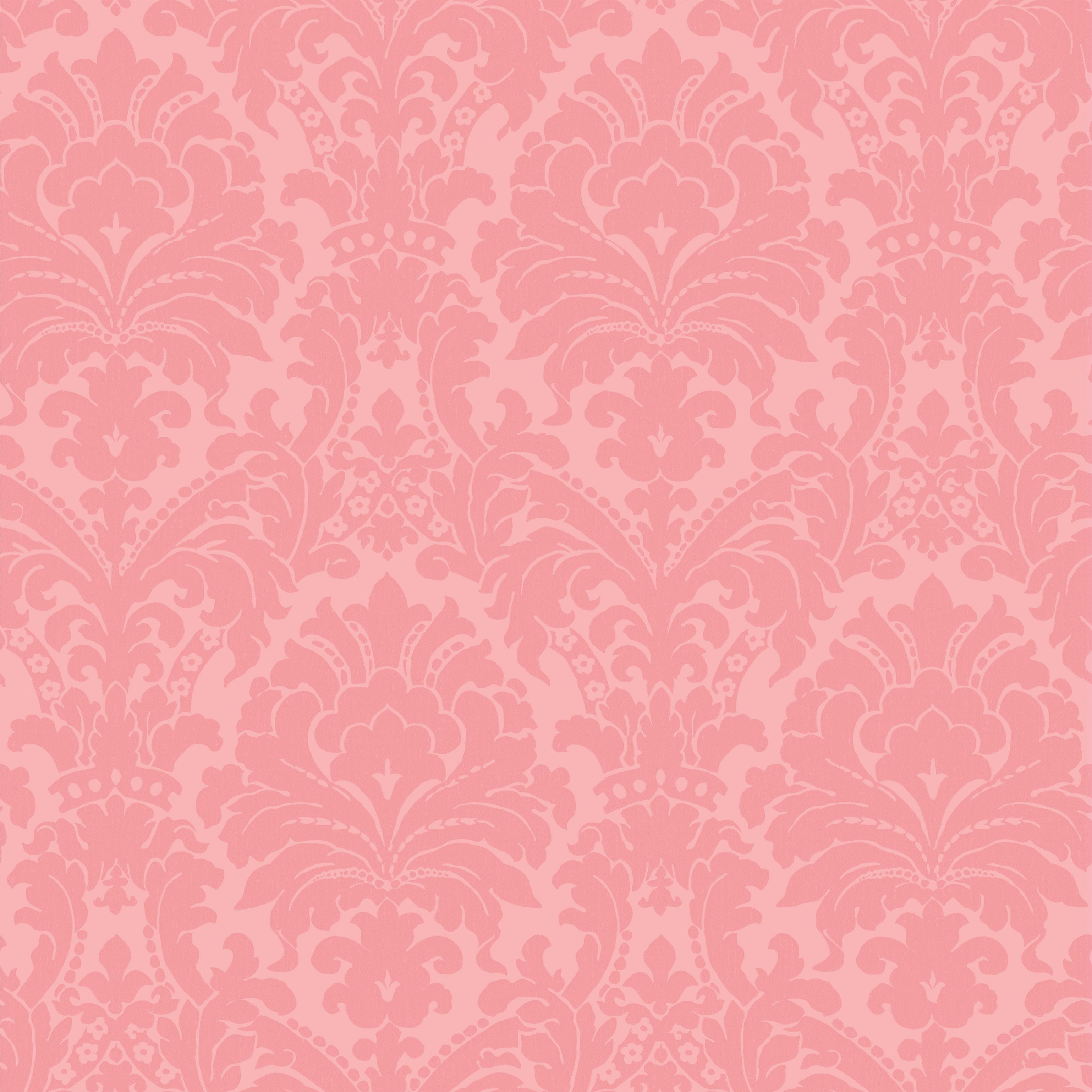 Brewster Wallcovering Kourtney Pink Baroque Damask Wallpaper Wallpaper