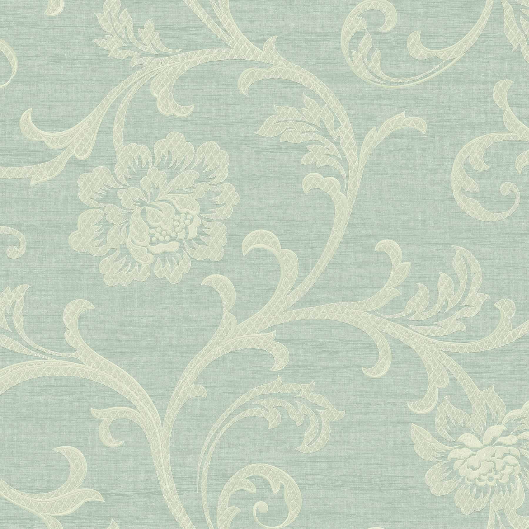 Brewster Wallcovering Light Blue Lace Acanthus Scroll Wallpaper